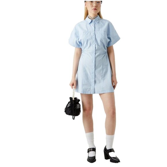 Abercrombie & Fitch Women's Button Shirt Dress blue Plain Turn-down collar - Picture 1 of 12